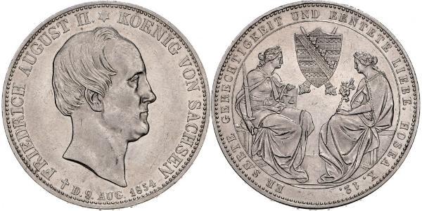 2 Thaler Reino de Sajonia (1806 - 1918) Plata Federico Augusto II de Sajonia