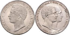 2 Thaler Reino de Wurtemberg (1806-1918) Plata Guillermo I de Wurtemberg
