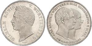 2 Thaler Reino de Wurtemberg (1806-1918) Plata Guillermo I de Wurtemberg