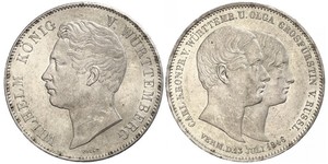 2 Thaler Reino de Wurtemberg (1806-1918) Plata Guillermo I de Wurtemberg