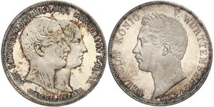 2 Thaler Reino de Wurtemberg (1806-1918) Plata Guillermo I de Wurtemberg