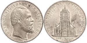 2 Thaler Reino de Wurtemberg (1806-1918) Plata Carlos I de Wurtemberg