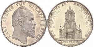 2 Thaler Reino de Wurtemberg (1806-1918) Plata Carlos I de Wurtemberg