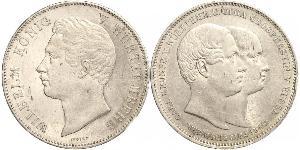 2 Thaler Reino de Wurtemberg (1806-1918) Plata Guillermo I de Wurtemberg