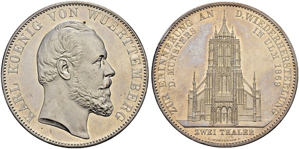 2 Thaler Reino de Wurtemberg (1806-1918) Plata Carlos I de Wurtemberg