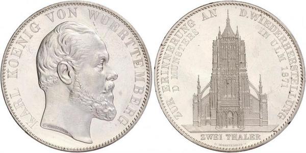 2 Thaler Reino de Wurtemberg (1806-1918) Plata Carlos I de Wurtemberg