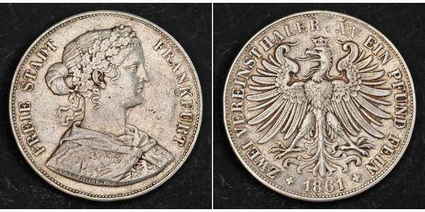 2 Thaler States of Germany Plata 