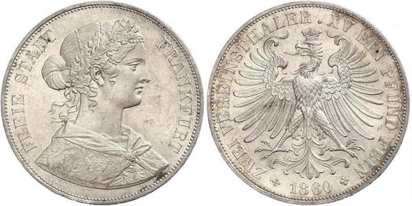 2 Thaler States of Germany Plata 
