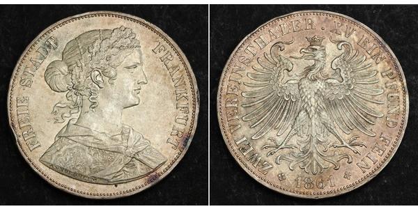 2 Thaler States of Germany Plata 