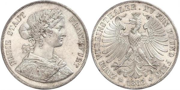 2 Thaler States of Germany Plata 