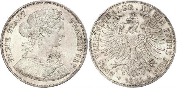 2 Thaler States of Germany Plata 