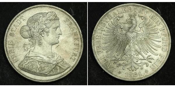 2 Thaler States of Germany Plata 