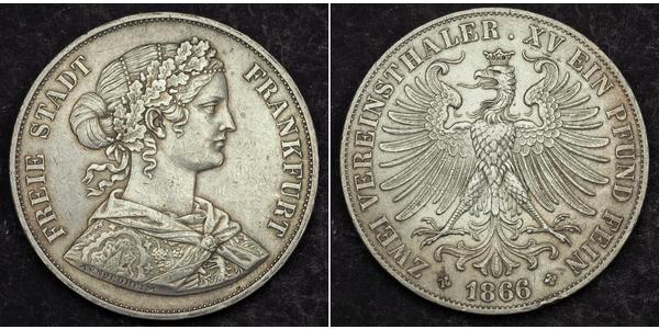 2 Thaler States of Germany Plata 