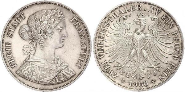 2 Thaler States of Germany Plata 