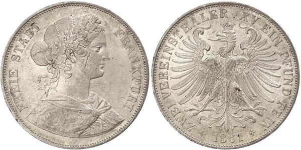 2 Thaler States of Germany Plata 