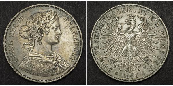 2 Thaler States of Germany Plata 