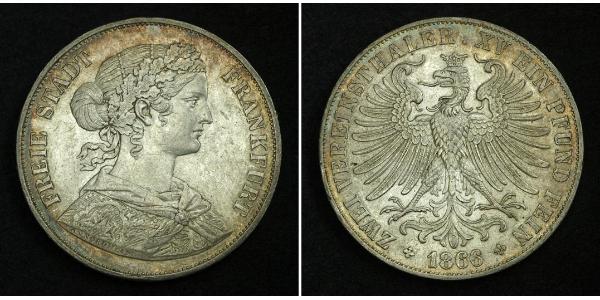 2 Thaler States of Germany Plata 