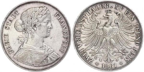 2 Thaler States of Germany Plata 