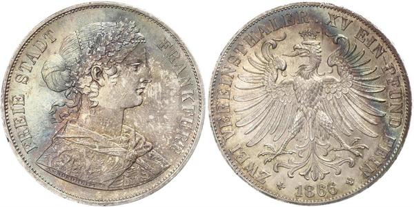2 Thaler States of Germany Plata 