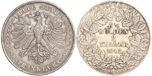 2 Thaler Freie Stadt Frankfurt Silber 