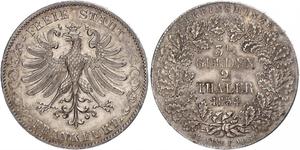 2 Thaler Freie Stadt Frankfurt Silber 