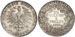 2 Thaler Freie Stadt Frankfurt Silber 