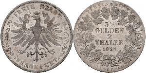 2 Thaler Freie Stadt Frankfurt Silber 