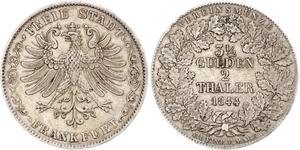 2 Thaler Freie Stadt Frankfurt Silber 