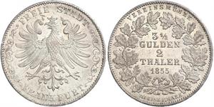 2 Thaler Freie Stadt Frankfurt Silber 