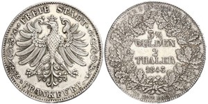 2 Thaler Freie Stadt Frankfurt Silber 