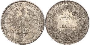 2 Thaler Freie Stadt Frankfurt Silber 
