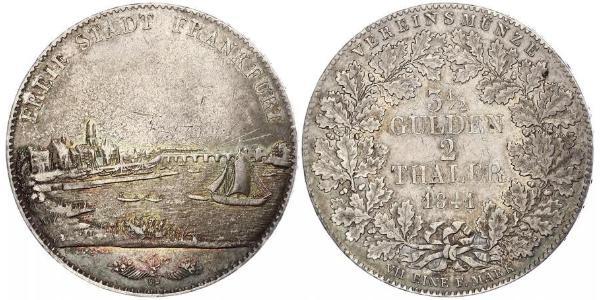 2 Thaler Freie Stadt Frankfurt Silber 