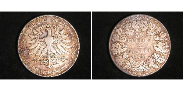 2 Thaler Freie Stadt Frankfurt Silber 