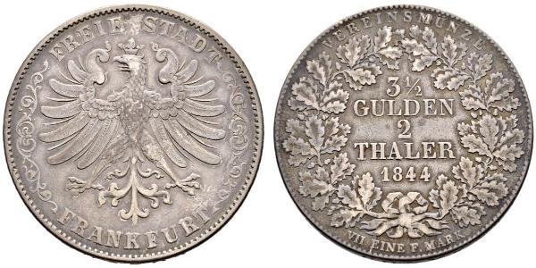 2 Thaler Freie Stadt Frankfurt Silber 