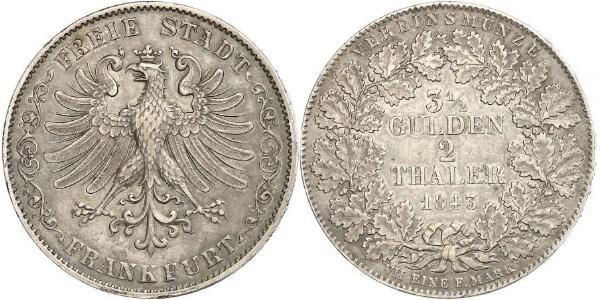 2 Thaler Freie Stadt Frankfurt Silber 