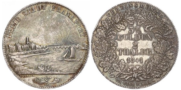 2 Thaler Freie Stadt Frankfurt Silber 