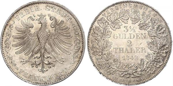 2 Thaler Freie Stadt Frankfurt Silber 