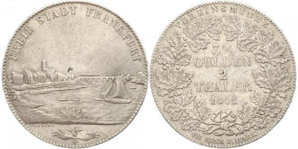 2 Thaler Freie Stadt Frankfurt Silber 