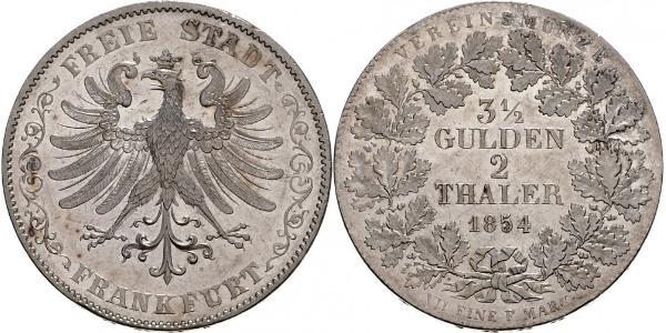 2 Thaler Freie Stadt Frankfurt Silber 