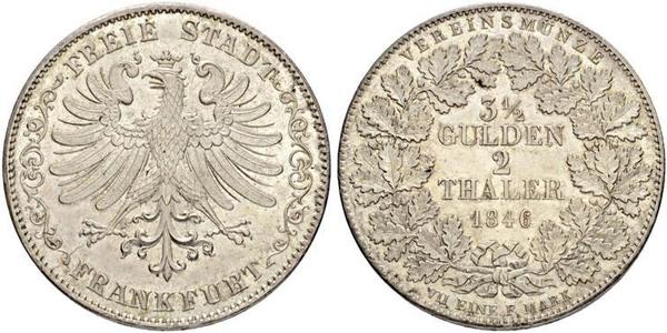 2 Thaler Freie Stadt Frankfurt Silber 