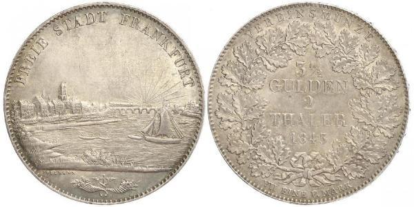 2 Thaler Freie Stadt Frankfurt Silber 