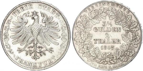 2 Thaler Freie Stadt Frankfurt Silber 