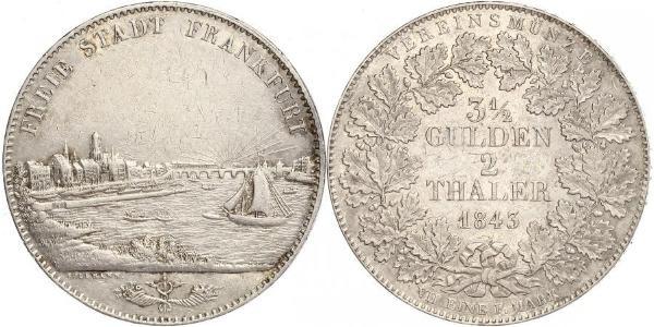 2 Thaler Freie Stadt Frankfurt Silber 