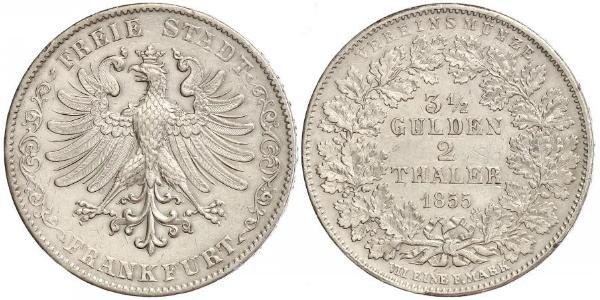 2 Thaler Freie Stadt Frankfurt Silber 