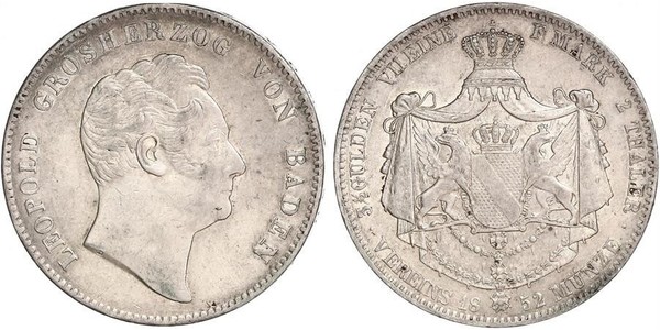 2 Thaler Grand Duchy of Baden (1806-1918) Silber Leopold (Baden)(1790 – 1852)