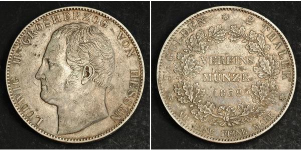 2 Thaler Großherzogtum Hessen (1806 - 1918) Silber Ludwig II. (Hessen-Darmstadt)