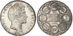 2 Thaler Königreich Bayern (1806 - 1918) Silber Ludwig I. (Bayern)(1786 – 1868)