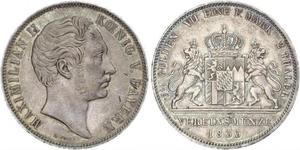 2 Thaler Königreich Bayern (1806 - 1918) Silber Maximilian II. Joseph (Bayern)(1811 - 1864)