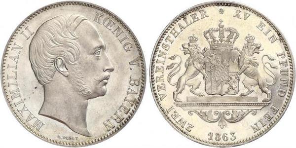 2 Thaler Königreich Bayern (1806 - 1918) Silber Maximilian II. Joseph (Bayern)(1811 - 1864)