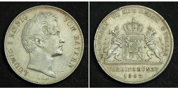2 Thaler Königreich Bayern (1806 - 1918) Silber Ludwig I. (Bayern)(1786 – 1868)